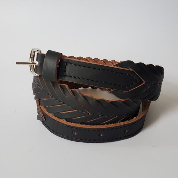 Love Strength Black Braided Genuine Leather Adjustable Belt NEW Boho Western - Picture 7 of 12